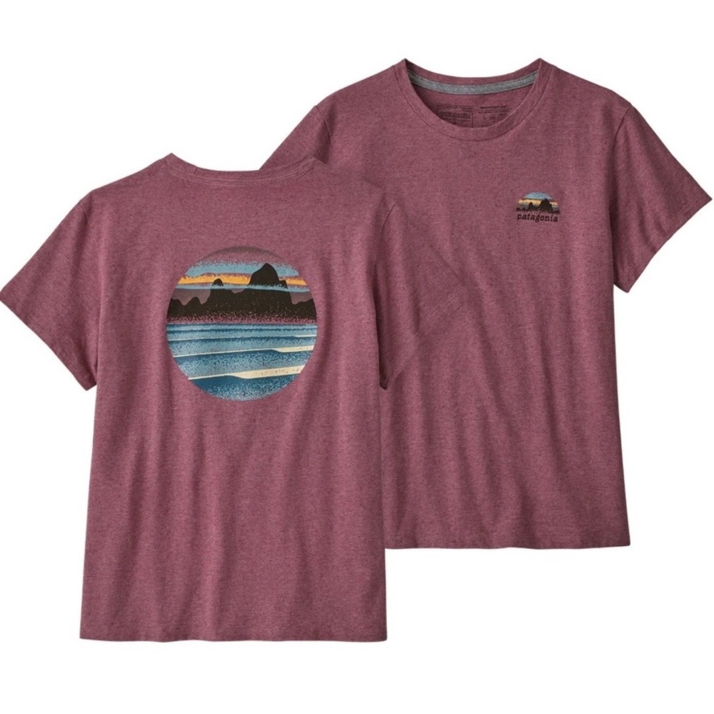 Patagonia Women's Skyline Stencil Responsibili-Tee, Evening Mauve Sz XS